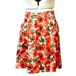 Appleseed's Women's Skirt Floral Pleated A-Line Red Pink | Size 18 | NWOT